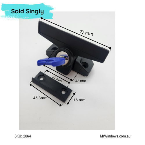 Sliding window latch catch handle - surface mounted- Sold singly
