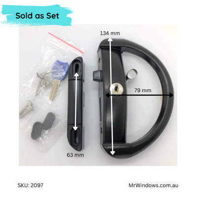 Sliding window handle - Baron - key locking - Satin Black