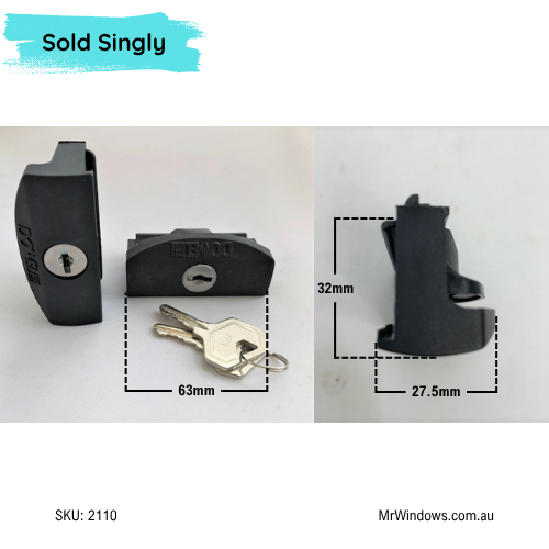 Window Handle - suits Dowell, Boral windows - situated in the center - Mullion lock