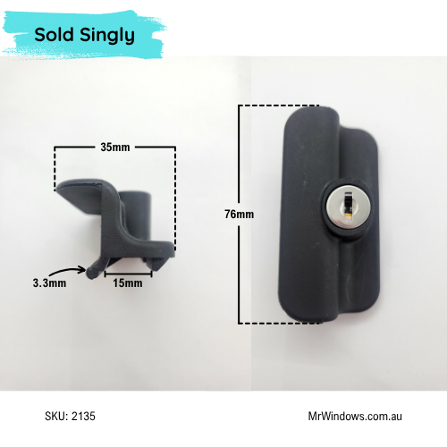 Sliding window handle - suits Golden windows - keyed