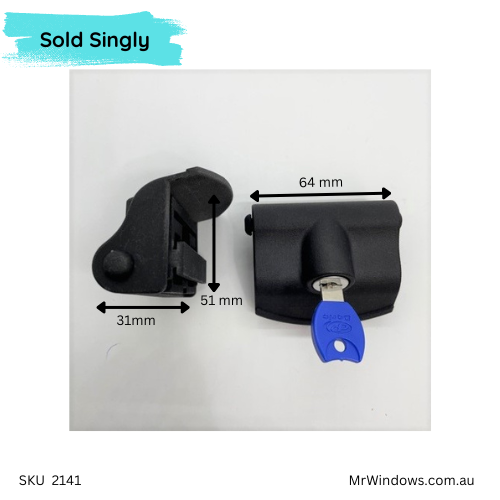 Sliding window handle - Highland Windows- 3D printed - keyed