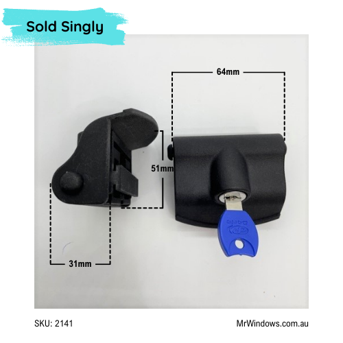 Sliding window handle - Highland Windows- 3D printed - keyed