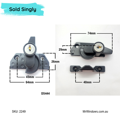 CAM Sash Lock - suits Double Hung windows - Black