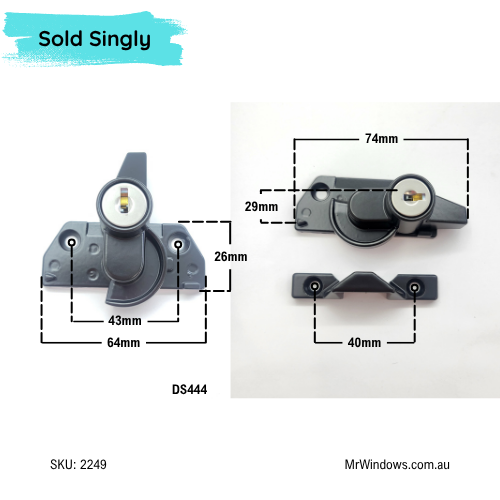 CAM Sash Lock - suits Double Hung windows - Black