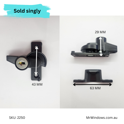 Double hung Sash Lock -  Black - keyed