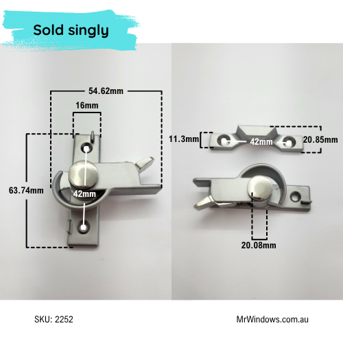 CAM Sash - Double Hung Whitco - Non Keyed Satin Chrome