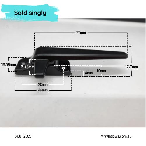 CAM handle by Interlock - low profile - black- Sold singly