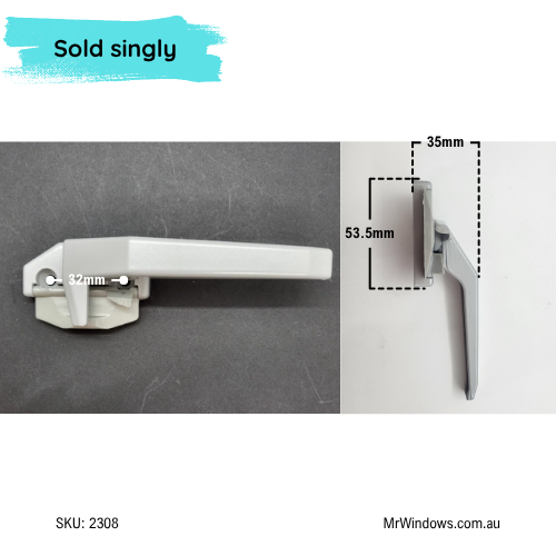 Whitco wedgeless CAM handle - non locking - AWS silver GREY
