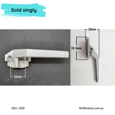 Whitco wedgeless CAM handle - non locking - AWS silver