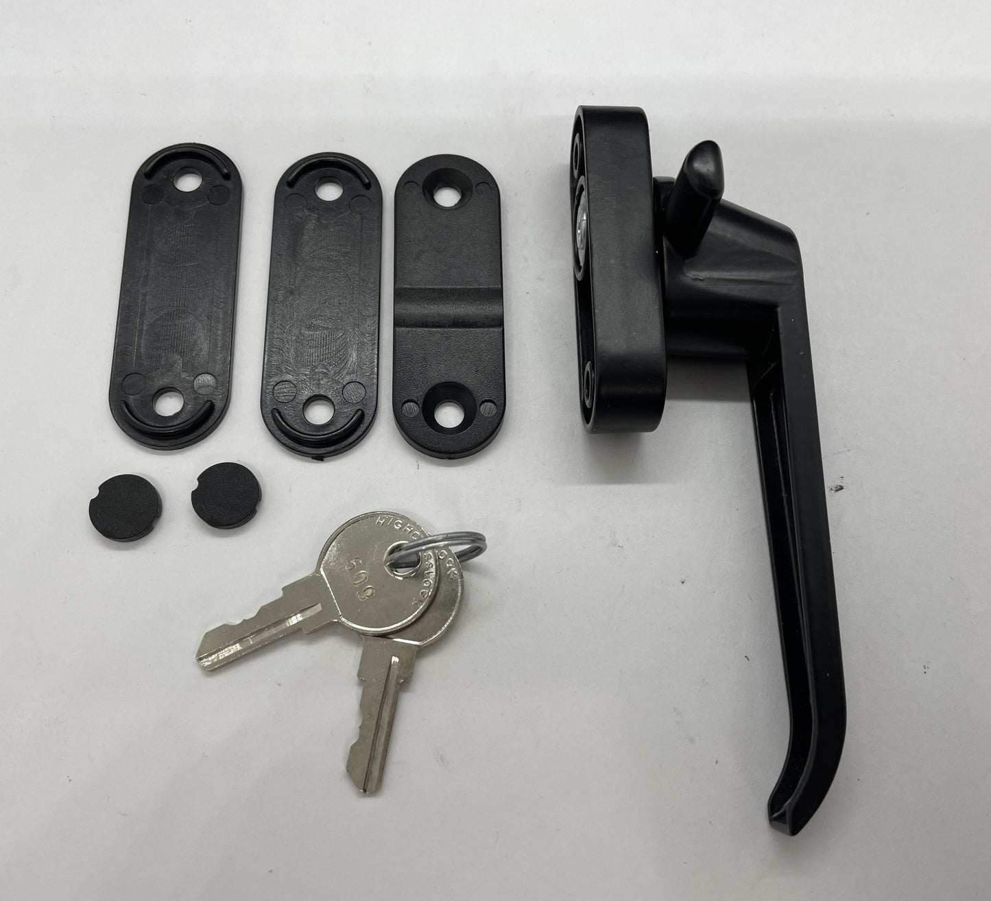 CAM handle for awning or casement window - black - keyed