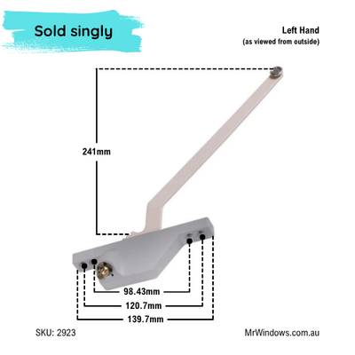 Truth front mounted casement operator 9 1/2" (241mm)