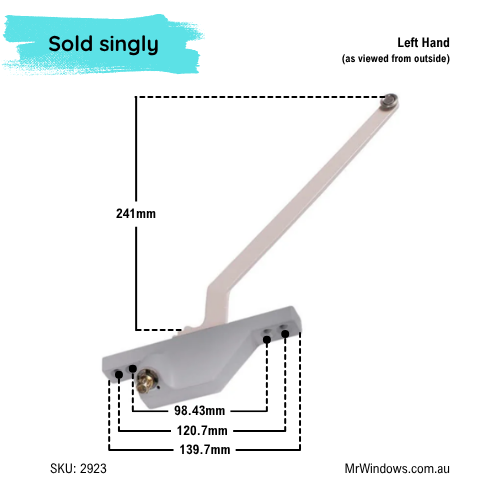 Truth front mounted casement operator 9 1/2" (241mm)
