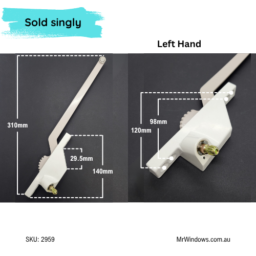 Truth 23 Series face mounted CASEMENT Single Arm Operator LEFT Handed- White