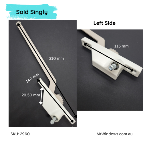 Truth 23 Series face mounted CASEMENT Single Arm Operator-LEFT Handed- White