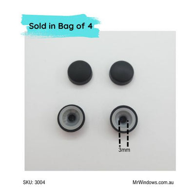 Screw Caps- Black - Sold in bag of 4