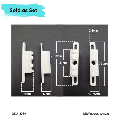 Pivots set suits Stegbar Grange -  white  Bottom & Top pivot blocks -3D printed