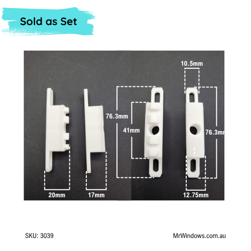 Pivots set suits Stegbar Grange -  white  Bottom & Top pivot blocks -3D printed