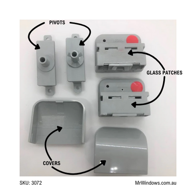 Pivot repair kit - suits Bradnams Nood showers - Grey