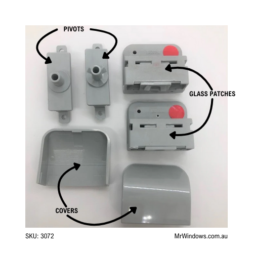 Pivot repair kit - suits Bradnams Nood showers - Grey