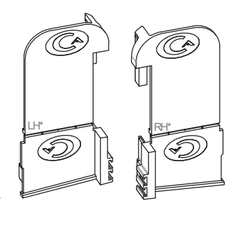 Capral sliding door end caps - sold singly as LH OR RH