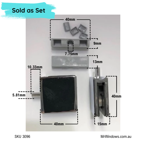 Shower pivots to suit Crystal Shower Pivot Hinge & Blocks