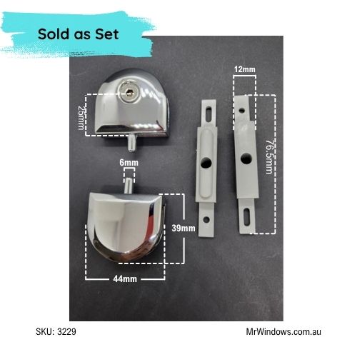 Shower pivot kit suits Norska showers - 6mm frameless - sold as a KIT