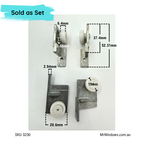 Shower repair kit - suits Alcan, Comalco, Regency - sold as carriage and roller set