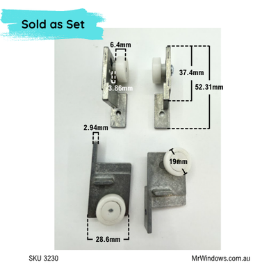 Shower repair kit - suits Alcan, Comalco, Regency - sold as carriage and roller set