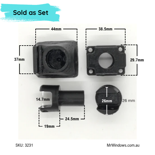 Shower screen pivot set kit - G James 825 Previous model 3D Printed