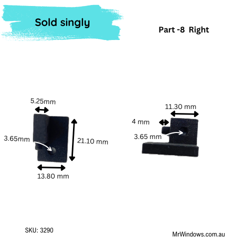 Truseal Sliding shower screen - components RH - Sold singularly