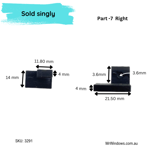 Truseal Sliding shower screen - components RH - Sold singularly