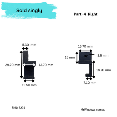 Truseal Sliding shower screen - components RH - Sold singularly