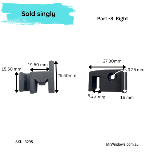 Truseal Sliding shower screen - components RH - Sold singularly