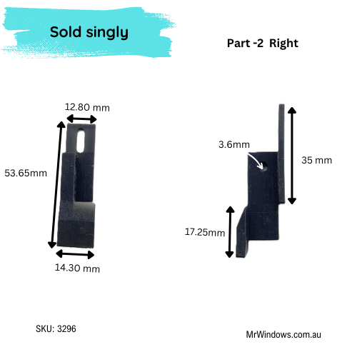 Truseal Sliding shower screen - components RH - Sold singularly