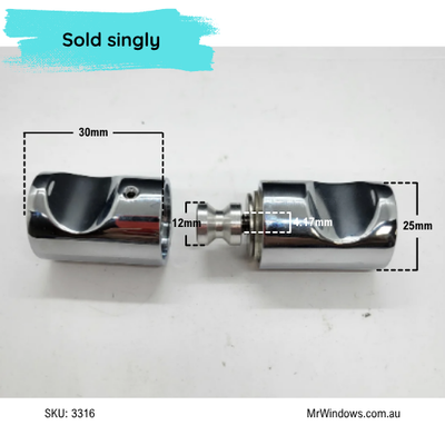 Shower handle - Back to back KNOB style - Chrome - Sold singly