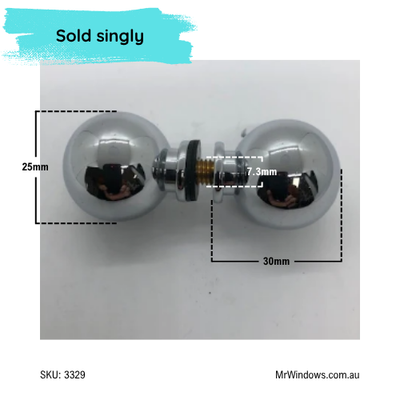Shower handle - Back to back round knob   style - Chrome - Sold singularly