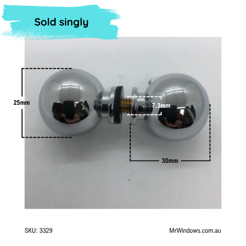 Shower handle - Back to back round knob   style - Chrome - Sold singularly