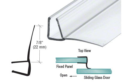 Shower U Channel With Wipe - suits 8mm glass - 800mm long