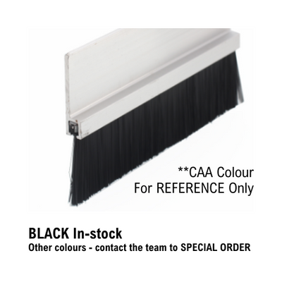 Bug seal - extruded aluminium profile "h" - BLACK in stock - accepts bug fringe pile strips