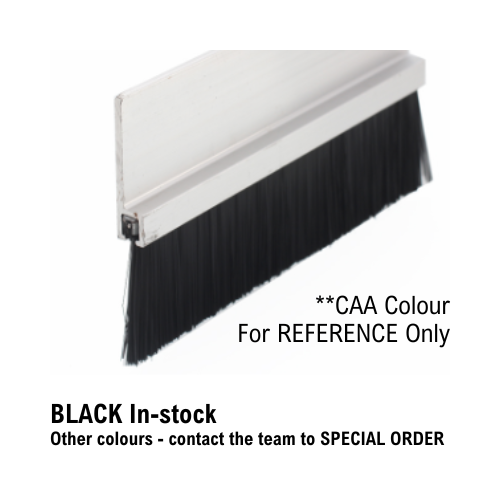 Bug seal - extruded aluminium profile "h" - BLACK in stock - accepts bug fringe pile strips