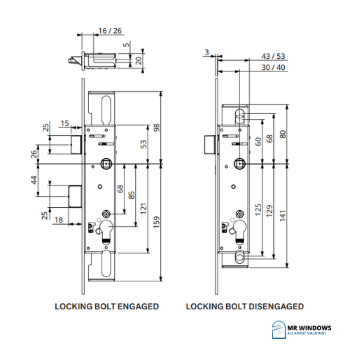 DORIC DS2800 Lift To Lock Mortice Lock Body