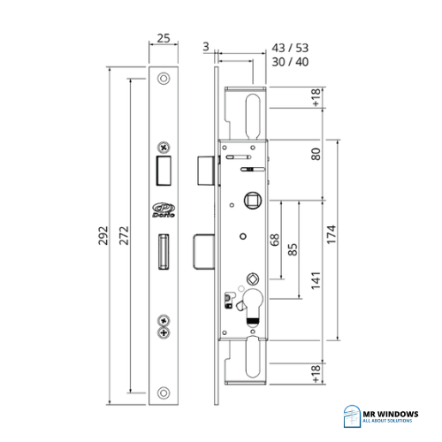 DORIC DS2800 Lift To Lock Mortice Lock Body