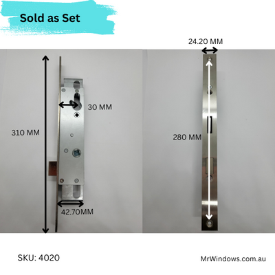 Lift to lock Retro fit Mortice Lock body -30mm Backset