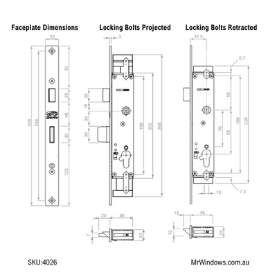 Lock body - Lift to lock multipoint mortice lock - replaces Bradnams Signature
