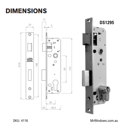 DS1400/0 Hunter Hinged Door lock - complete kit - inc