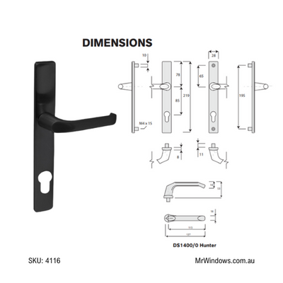 DS1400/0 Hunter Hinged Door lock - complete kit - inc