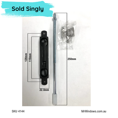 Flushbolt - recessed - 250mm rod - sold singly - Black