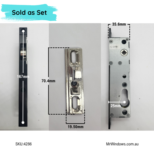 Quattro Sliding Security door Lock - EXCLUDES cylinder