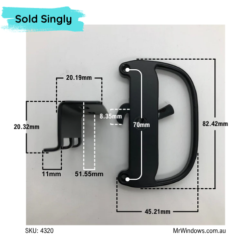 Handle Lockwood - suits Screen Doors - sold as a single handle