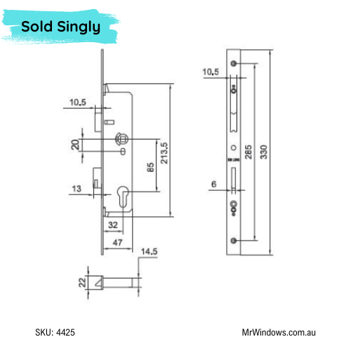 MSC/II Single Mount Door Lock Body ONLY by Kinlong